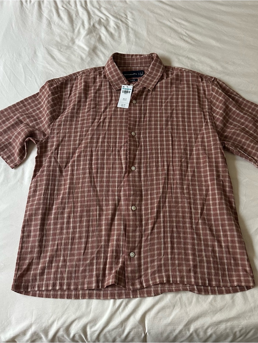 Men's Short-Sleeve Plaid Button-Up Shirt - Brown